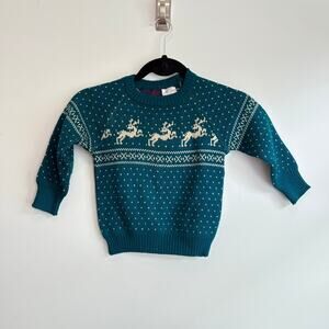 VTG kids Knit  Sweater Holiday fair Iceland made in Romania size 5us green